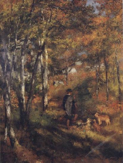 Pierre Renoir The Painter Jules Le Coeur walking his Dogs in the Forest of Fontainebleau China oil painting art